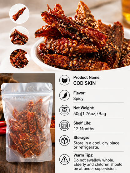 🌶️Premium Crispy Spicy Cod Skin Snack | Crunchy Seafood Chips-Luke