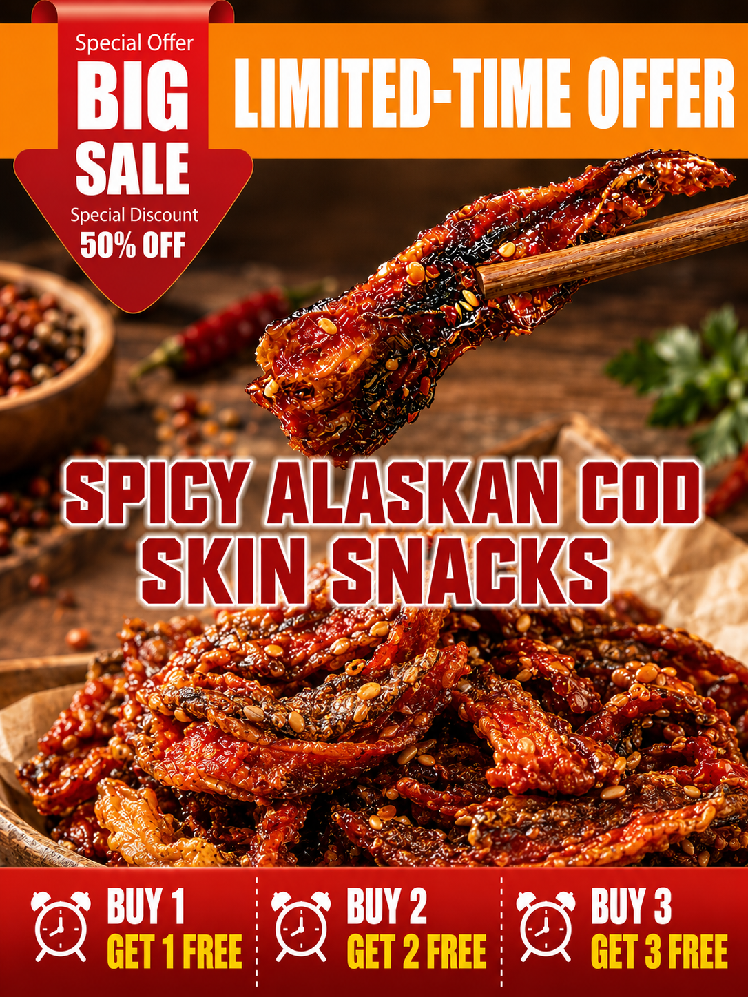 🌶️Premium Crispy Spicy Cod Skin Snack | Crunchy Seafood Chips-Luke